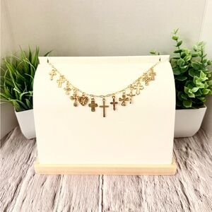 Gold Cross Charm Necklace - Women Jewelry